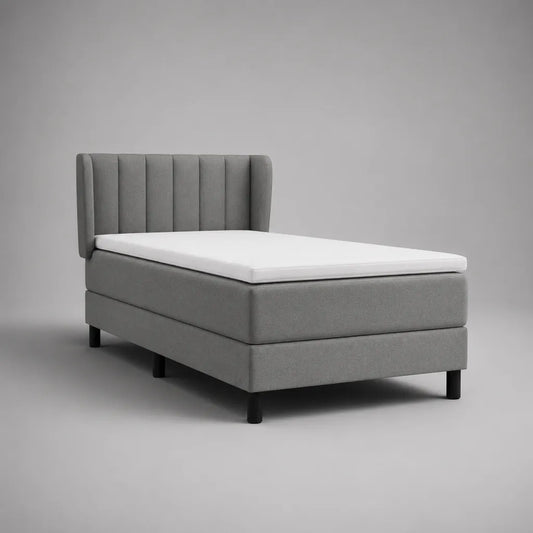 Letto imbottito una piazza e mezza in tessuto grigio con materasso in schiuma, 120 x 200 cm